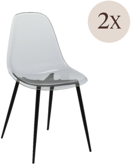 Dmora Satz mit 2 Stühlen Amstrong, PET-Sessel, ergonomischer Esszimmerstuhl, Besprechungssitz, 53 x 46 x 81 cm, Rauch