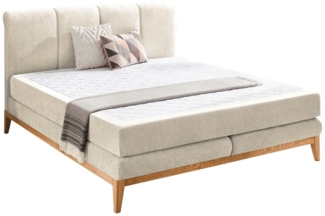 Sun Garden Boxspringbett WEIMAR, 180x200 cm, Creme, Webstoffbezug, Eichenholzgestell, ohne Topper, Härtegrad H2