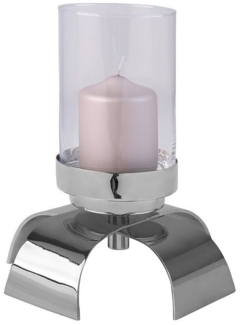 Fink Kerzenleuchter AARON Leuchter - H. 29cm x D. 22,5cm - silber - Aluminium/Glas (1 St, Kandelaber - Armleuchter), Moderner Kerzenständer aus Glas - Eleganter Kerzen- & Lichterhalter