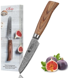 Wakoli Gemüsemesser EDIB Pro Damastmesser Mukimono I Küchenmesser Kochmesser I 10cm Klinge, 67 Lagen Damaststahl, VG-10 Stahlkern