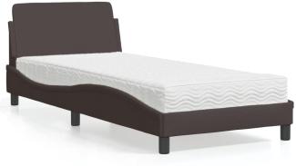 vidaXL Bett mit Matratze Dunkelbraun 90x200 cm Stoff 3208327