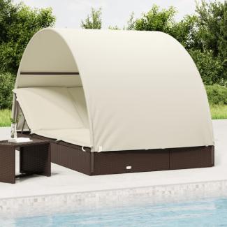 vidaXL 2-Personen-Sonnenliege mit Dach Weiß 211x112x140 Poly Rattan