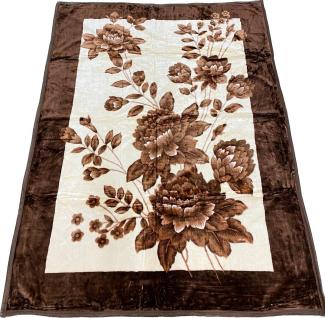 Almina Decke 160x220cm 1 Person Braune Blumen Tagesdecke Kuscheldecke Wohndecke Fleecedecke Bettdecke Motiv 14