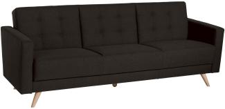 Julian Sofa 3-Sitzer mit Bettfunktion Flachgewebe Chocolate Buche Natur