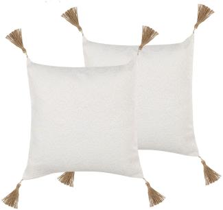 Kissen 2er Set Ohne Muster AZALEA 45 x 45 cm Helles Beige