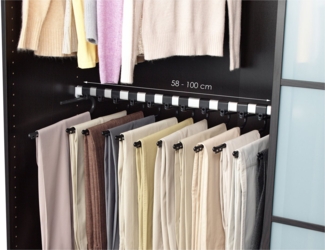 Ruco Kleiderstange Teleskop-Hosenstange, Breitenverstellbar, für bis zu 16 Hosen, Made in Germany