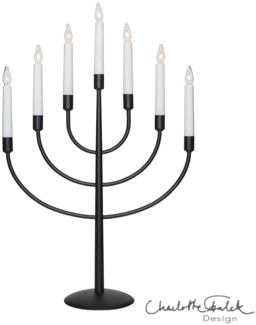 Siebenarmiger LED-Kerzenleuchter ,Titus', Metall, schwarz