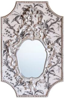 Casa Padrino Barock Spiegel Grau / Weiß / Antik Weiß 65 x H. 99 cm - Barock Wandspiegel mit Pflanzen Design