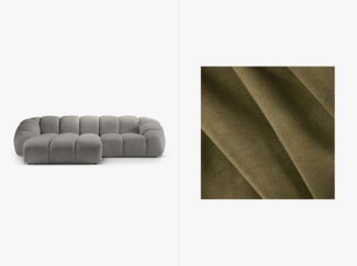 Micadoni Ecksofa Diana 3-Sitzer Links Samtstoff Grün