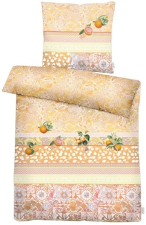 APELT Bettwäsche Aurora Gots, Satin (Bio-Baumwolle), Paisley Design mit Streifen und Orangen