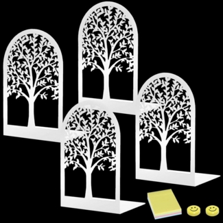 LuxusKollektion Buchstütze Buchstützen Metall Weiß 2 Paar Bücherhalter Regal Deko Bücherstütze