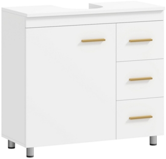 HOMCOM Waschbeckenunterschrank mit Tür (mit Schublade und Einzeltür, 1-St, für wandmontiertes Waschbecken) für Badezimmer, Weiß