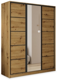 Masseno Schwebetürenschrank PINA Kleiderschrank mit Spiegel und Schubladen Schlafzimmerschrank