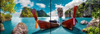 Sichtschutz Premium Panorama Boote Südsee XL