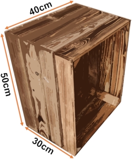 Obstkisten 6er Set Vintage Geflammt 50 x 40 x 30cm