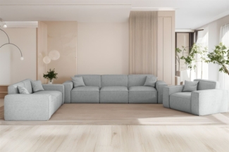 Sofaset Designersofa CELES PREMIUM 3-2-1 in Stoff Artico Hellgrau