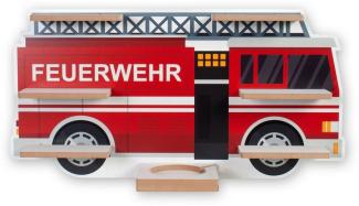 Kreative Feder Toniebox Regal Wandregal \"Feuerwehrauto\" Regal für Musikbox und Figuren fürs Kinderzimmer aus MDF, Rot