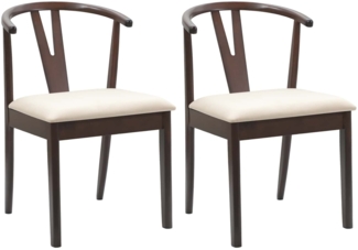 vidaXL Esszimmerstuhl 2 pcs Hellbraun und hell Massives Gummiholz 42020402