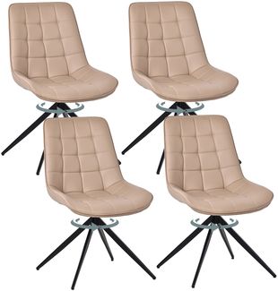 HOMAVO Esszimmerstuhl YZ4 4 Stück mit Drehfunktion in Hellbraun Kunstleder, 53 x 62 x 85,5 cm