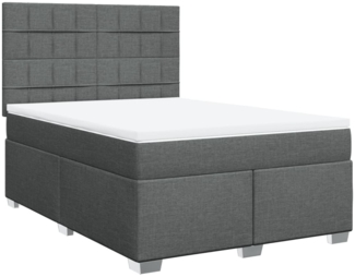 vidaXL Boxspringbett mit Matratze Dunkelgrau 140x190 cm Stoff 3290484