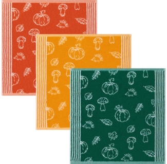 Kracht Geschirrtuch Frottier-Geschirrtuch "Herbstlich" 3er-Pack, Baumwolle Motiv