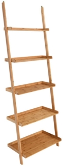 COSTWAY Leiterregal Bambus 5-stufiges Standregal Bücherregal mit Ablagen Treppenregal Lagerregal Badregal Wandlehnregal 64 x 45 x 181 cm