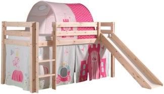 Kinderbett mit Rutsche Karolina Massivholz Natur Textilset Princess 2