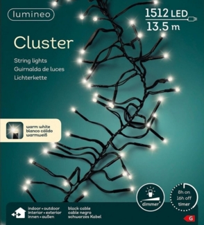 Kaemingk LED-Lichterkette Kaemingk Lichterkette Cluster LED warmweiß außen schwarz, 1510-flammig