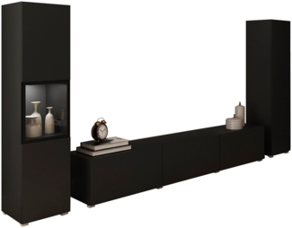 INOSIGN Wohnwand BERLIN III, (Komplett-Set, 3-St), moderne grifflose Mediawand Breite 260 cm, Vitrine mit Verglasung