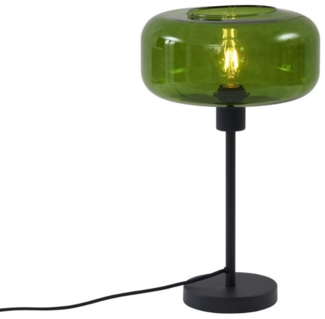 Qazqa Tischleuchte Bizle, ohne Leuchtmittel, E27, Schwarz, Retro, Glas, 1-flammig