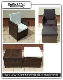 Ragnarök Möbel-Design Garten-Essgruppe Heimdall Esstisch Set 4+4, (Set, Polyrattan, Alu, Würfelsystem), Würfelsystem, klappbare Rückenlehne