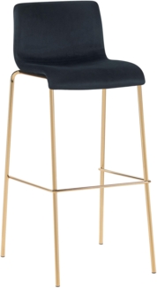 Barhocker TENAR - Samt Schwarz 43 x 48 x 100 cm Gold | Barstuhl Mit Lehne Tresenhocker Tresenstuhl Kneipenhocker Kneipenstuhl