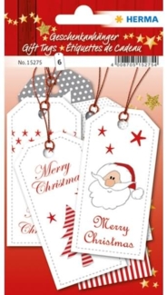 HERMA Geschenkanhänger Weihnachten Xmas 8x4cm VE=6 Stück