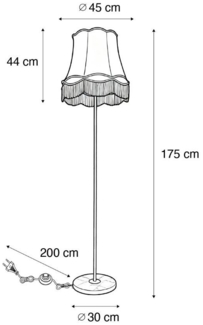 Qazqa Stehlampe Kaso, ohne Leuchtmittel, E27, Rosa, Retro, Stahl, 1-flammig