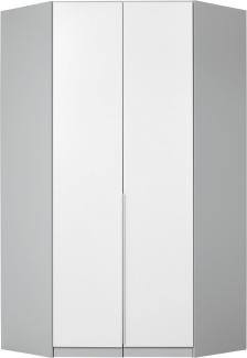 Rauch Möbel Alabama Eckschrank Schrank Kleiderschrank Weiss / Grau, 2-türig, Inklusive Zubehörpaket Basic, 1 Kleiderstange, 9 Einlegeböden, BxHxT 117x210x117 cm