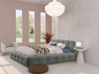 Polsterbett Doppelbett AURORA 180x200cm Komplettset in Stoff Boston Grau