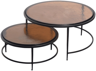 Signature 'IGLOO' Satztische aus Rauchglas und schwarzem Metall D86 cm - Schwarz