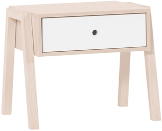 CaliCosy Nachttisch mit 1 Schublade, stapelbarer Mehrzweckhocker - SPOT - Holzdekor Akazie und Weiß