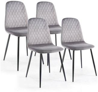 oyajia Esszimmerstuhl 4er Set Esszimmerstuhl Küchenstuhl, Metall Beine, Samt Polsterstuhl (4 St), Retro-Design, elegant bequemer Schalenstuhl