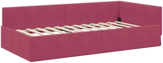 vidaXL Eckbettgestell Weinrot 100 x 200 cm Samt und engineered Holz 42016095