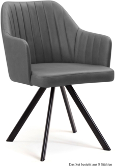 Armlehnstuhl drehbar (8er-Set) Dhana 58 x 81 x 60 Schwarz/Grau