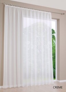 DecoHome24 Gardine Voile Creme, Kräuselband, transparent, Voile, Store