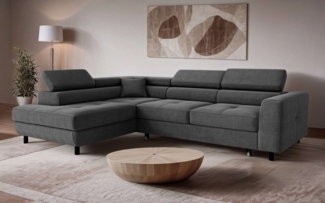 OTTO home Ecksofa AADEN Schlafsofa mit verstellbaren Kopfstützen, B/T/H: 254/199/90 cm, mit Bettfunktion und Bettkasten, Ottomane rechts/links bestellbar