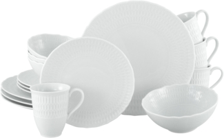 CreaTable, 33089, Serie Sofia White, 16-teiliges Geschirrset, Kombiservice aus Porzellan, Made in Europe Weiß