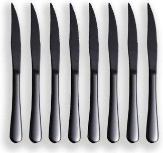 Schwarzes Steakmesser Set 8tlg Titanschwarz Edelstahl Besteck Grill Zubehör