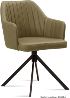 Armlehnstuhl (4er-Set) Durva 58 x 81 x 60 Schwarz/Olivgrün