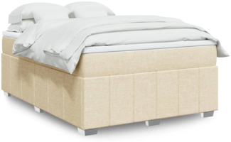 vidaXL Boxspringbett mit Matratze Creme 140x190 cm Stoff 3285475