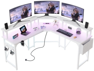 HOMALL Eckschreibtisch Gamingtisch Computertisch L-förm Eckschreibtisch mit Monitor-Ständer