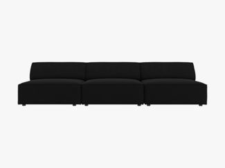 Micadoni 3-Sitzer Sofa Jodie beide Seiten offen Samt Bluvel Schwarz