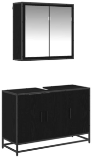 vidaXL Badezimmermöbel-Set 2 pcs Schwarz Eichen-Optik Holzwerkstoff 3402359